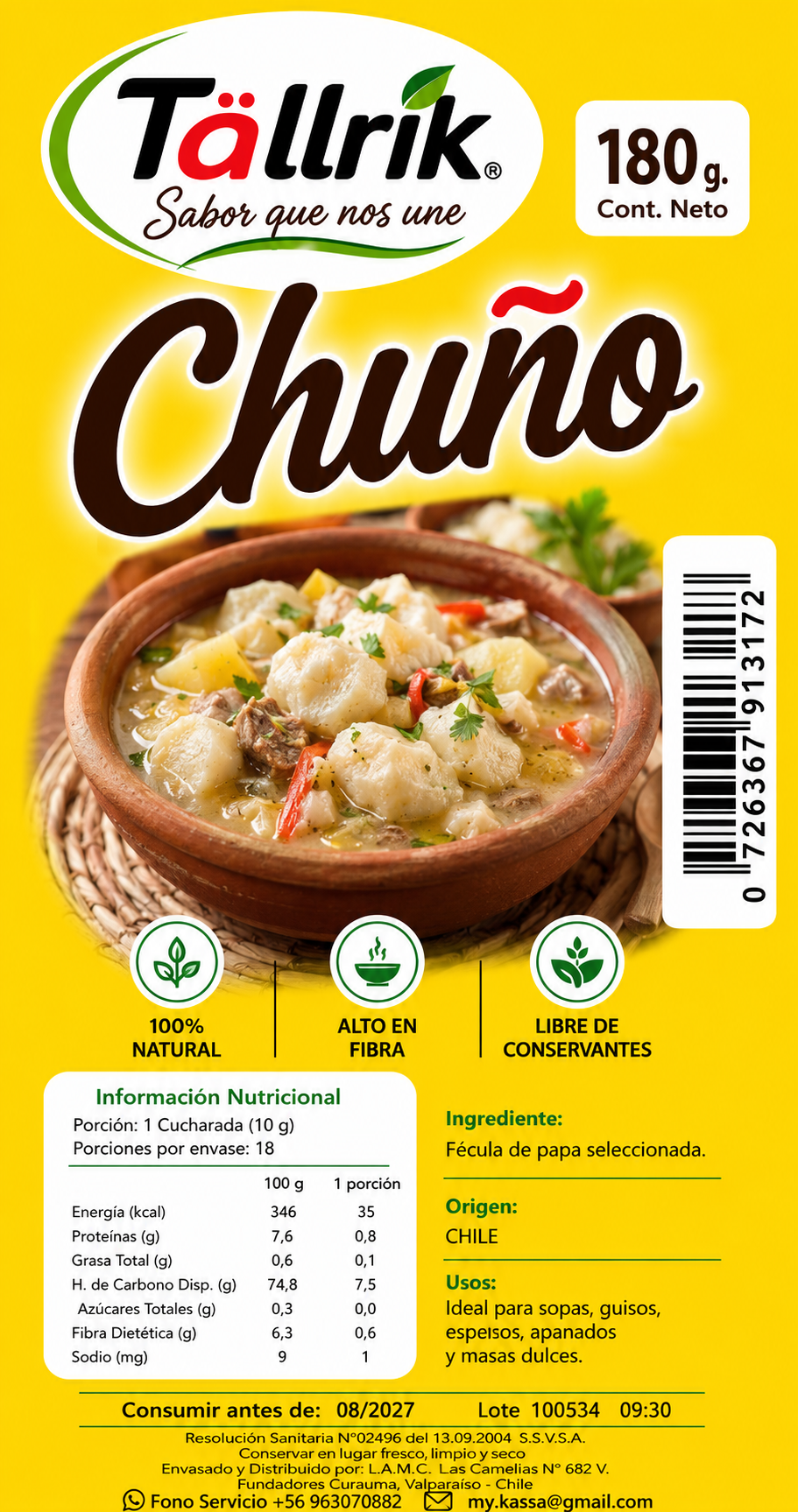Etiqueta de Chuño Tallrik